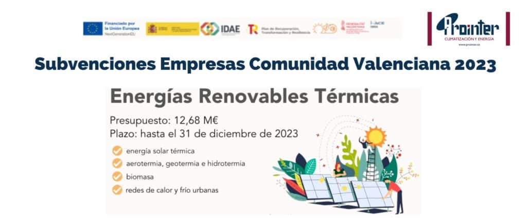 Ayudas subvenciones instalaciones térmicas Comunidad Valenciana 2023 IVACE