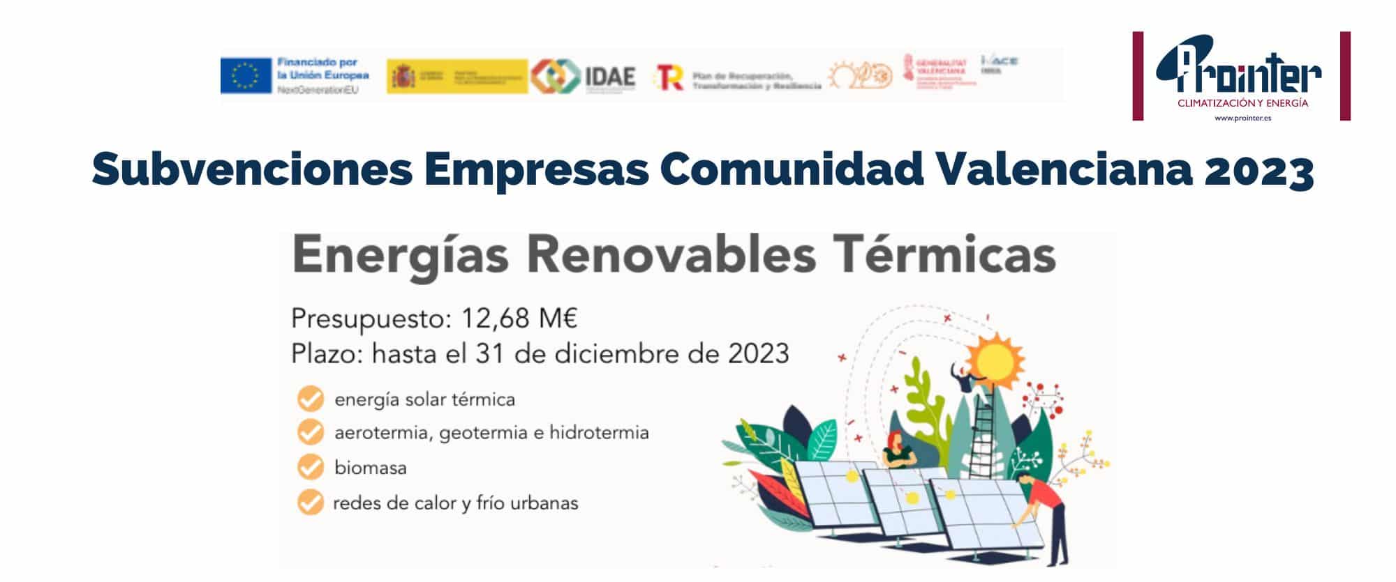 Subvenciones Comunidad Valenciana para instalaciones térmicas en empresas IVACE – vencimiento 31 diciembre 2023